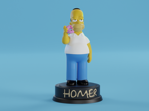 Homer Simpson with donut 3Dプリントモデル