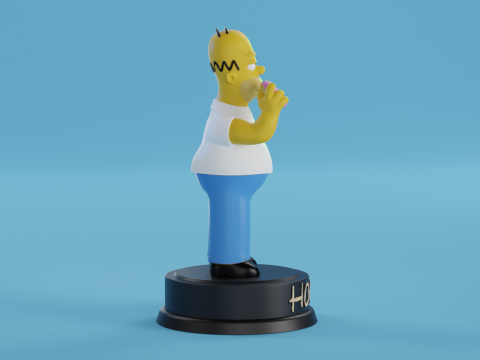 Homer Simpson with donut Modèles 3D en vedette