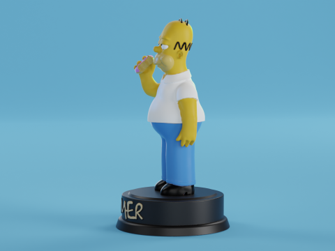 Homer Simpson with donut Modèles 3D en vedette