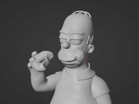 Homer Simpson with donut 3D Print Model