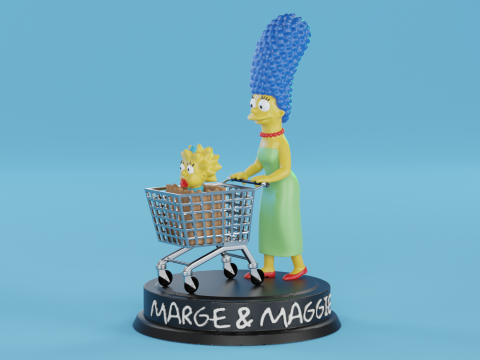 Marge and Maggie Simpson 3D Print Model