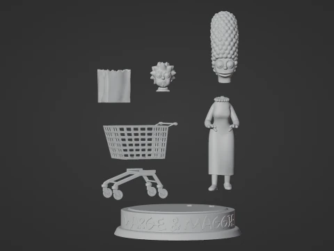 Marge and Maggie Simpson 3D Print Model