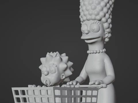 Marge and Maggie Simpson 3D Print Model