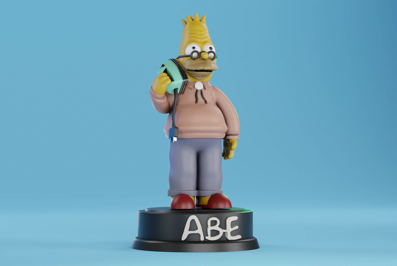 Abe Simpson with an Iron Phone 3D Print Model .c4d .max .obj .3ds .fbx .stl .blend 