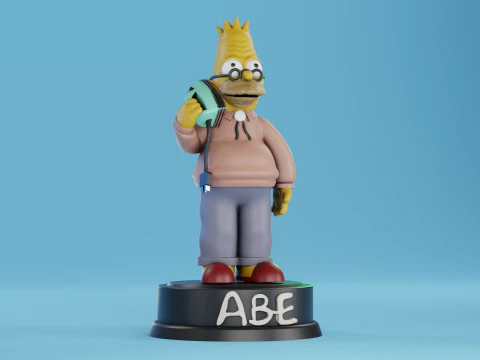 Abe Simpson com um telefone de ferro Modelo de Impressão 3D