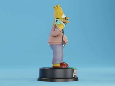 Abe Simpson with an Iron Phone 3D Baskı Modeli