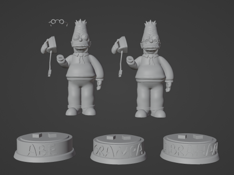 Abe Simpson with an Iron Phone 3D Baskı Modeli