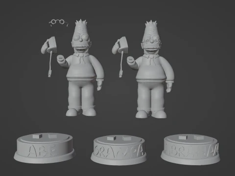 Abe Simpson with an Iron Phone 3D Print Model