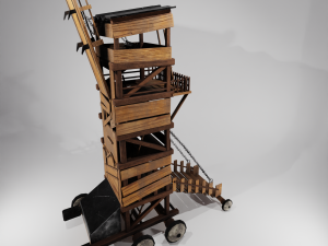Low Poly Siege Tower with 4K Textures 3D Модель