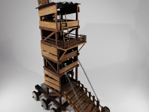 Low Poly Siege Tower with 4K Textures 3Dモデル