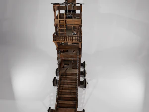 Low Poly Siege Tower with 4K Textures 3D Model
