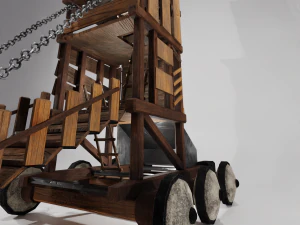 Low Poly Siege Tower with 4K Textures 3D Model