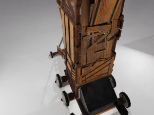 Low Poly Siege Tower with 4K Textures 3D Model
