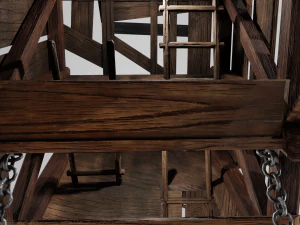 Low Poly Siege Tower with 4K Textures 3D Model