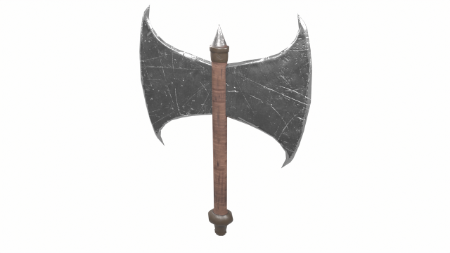 Medieval Double-Edged Axe 3D Model .c4d .max .obj .3ds .fbx .stl .blend 