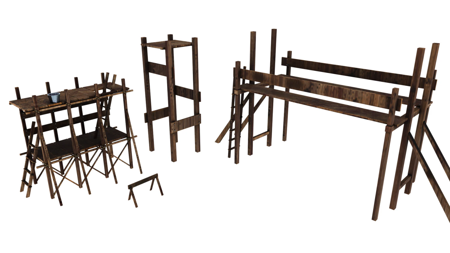 Medieval Construction Site - Low Poly 3D Model .c4d .max .obj .3ds .fbx .stl .blend 