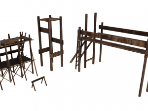 Medieval Construction Site - Low Poly 3D Model