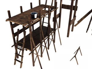Medieval Construction Site - Low Poly 3D Model