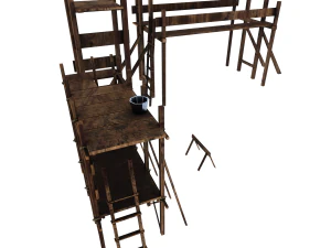 Medieval Construction Site - Low Poly 3D Model