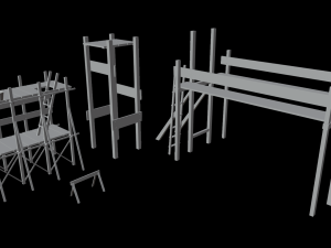 Medieval Construction Site - Low Poly Modèle 3D