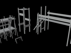 Medieval Construction Site - Low Poly 3D Model
