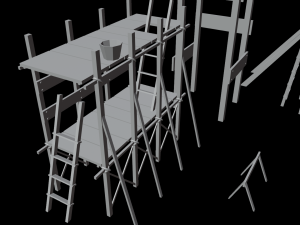 Medieval Construction Site - Low Poly Modèle 3D