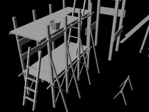 Medieval Construction Site - Low Poly 3D Model