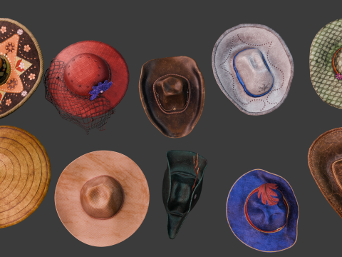 Stylish Hat Collection 3D Game-Ready Models 3D Model