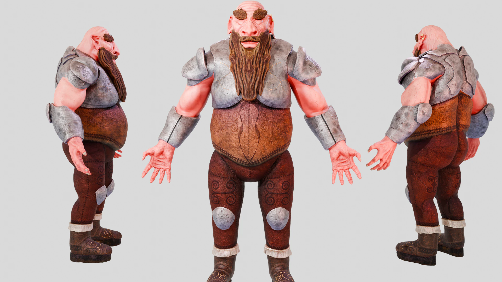 ドワーフ戦士キャラクターの高品質なゲーム対応 3Dモデル .c4d .max .obj .3ds .fbx .stl .blend 