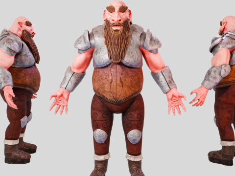 Dwarf Warrior Character High-Quality Game-Ready 3Dモデル