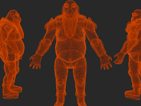 ドワーフ戦士キャラクターの高品質なゲーム対応 3Dモデル