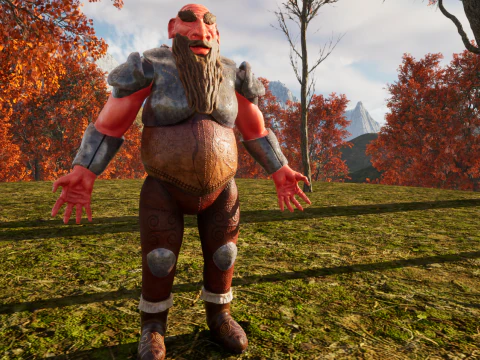 ドワーフ戦士キャラクターの高品質なゲーム対応 3Dモデル