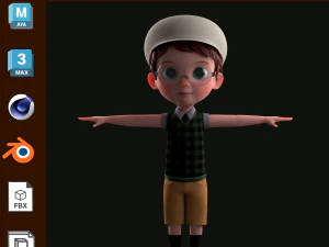 Bocah Kartun NoRig Model 3D