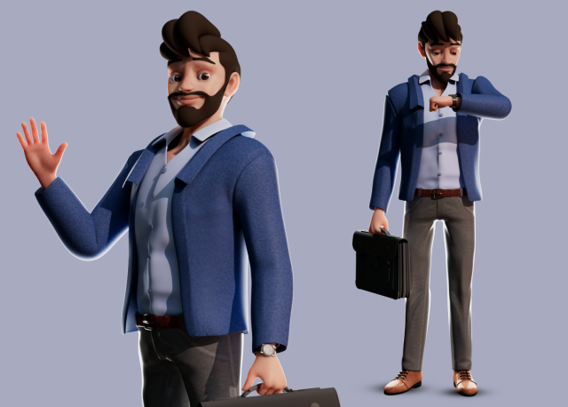 Cartoon Man Rigged 3D मॉडल .c4d .max .obj .3ds .fbx .stl .blend 