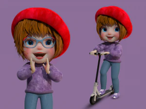 Gadis Kartun Dicurangi Model 3D