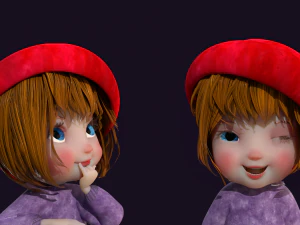 Cartoon Girl Rigged 3D Model