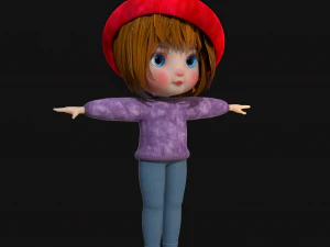 Cartoon Girl Rigged 3D Model