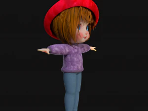 Cartoon Girl Rigged 3D Model