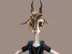 Cartoon Deer Rigged 3D Model