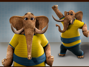 Cartoon Elephant Rigged 3D Model