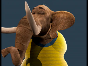 Cartoon Elephant Rigged 3D Model