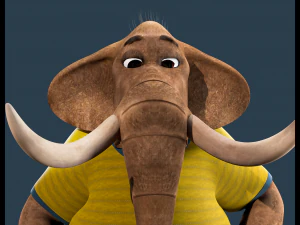 Cartoon Elephant Rigged 3D Model
