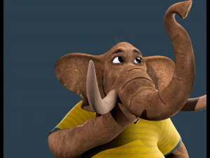 Cartoon Elephant Rigged 3D Model