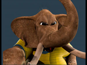 Cartoon Elephant Rigged 3D Model