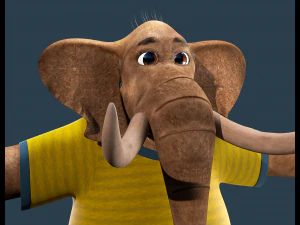 Cartoon Elephant Rigged 3D Model