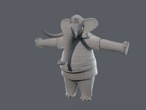 Cartoon Elephant Rigged 3D Model