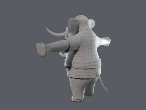Cartoon Elephant Rigged 3D Model