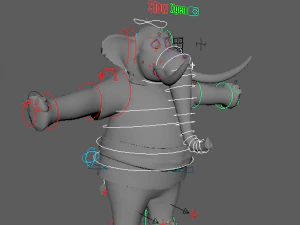 Cartoon Elephant Rigged 3D Model