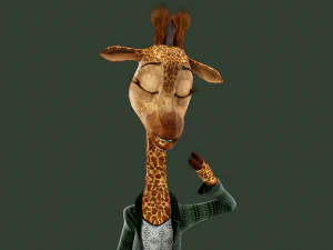 Cartoon Giraffe Rigged 3D Model