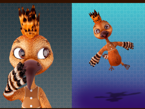 Cartoon Hoopoe Rigged 3D Модель